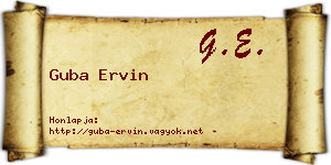 Guba Ervin névjegykártya
